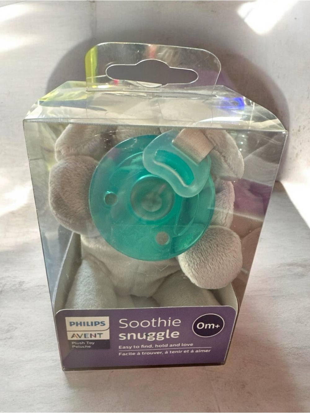 Philips Avent Soothie Snuggle Plush with Teal Pacifier 0-3 months NIB